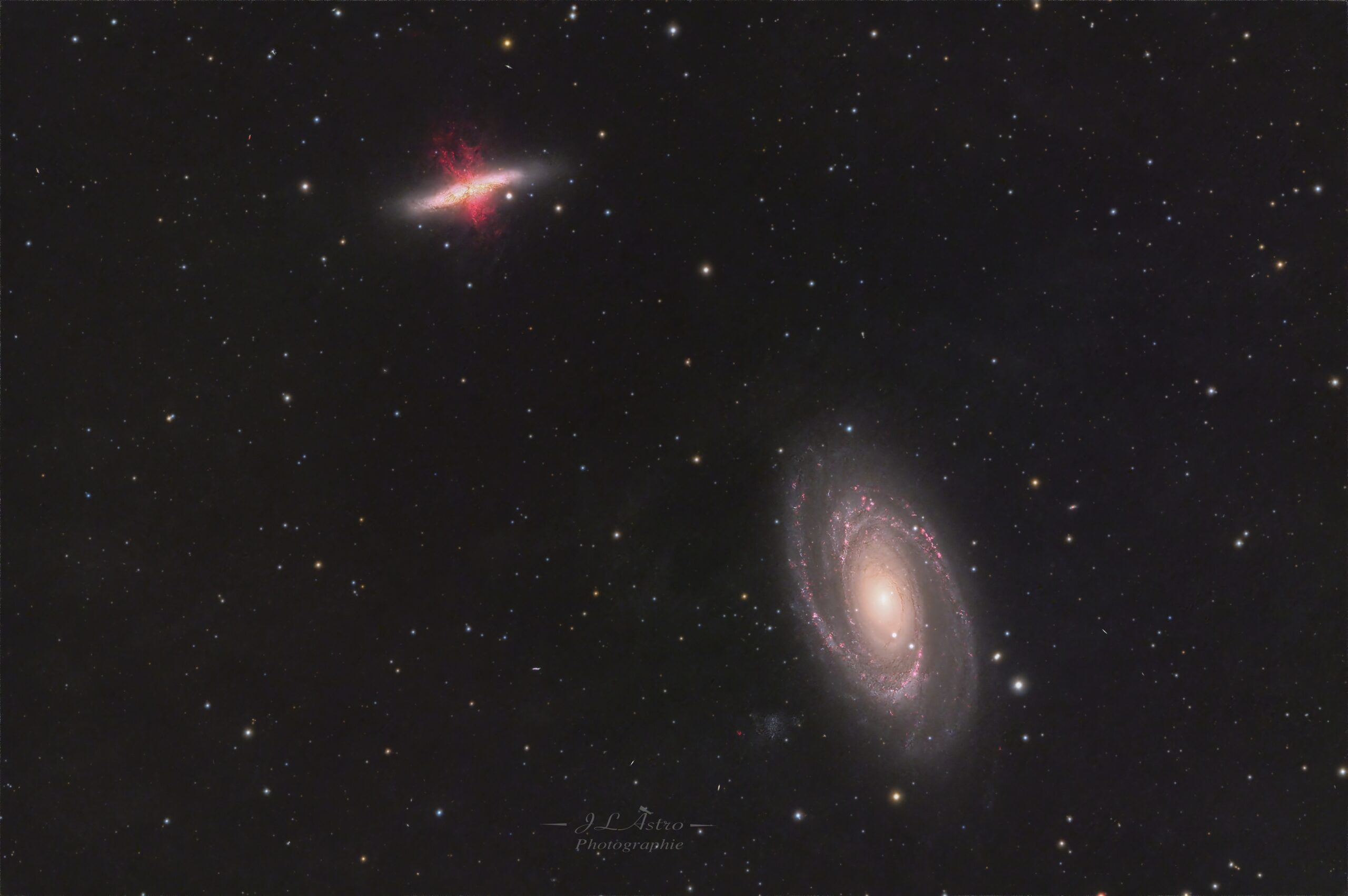 les Galaxies M81 et M82 en LRGB Ha.